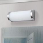 Aplica oglinda baie TEA, cu abajur din sticlă opal mat, G9 2x40W otel finisaj satinat, 25.5cm IP44 ORION - imagine 4