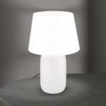 Lampa de masa CORAL cu abajur de in, E27 1x40W ceramica finisaj  ALB, 51cm IP20 ORION