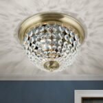 Plafoniera din cristal PLAFOND, 35cm 3xE27/40W cristal Asfour, cadru otel finisaj alama antica IP20 ORION - imagine 3