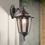 Aplica pentru exterior HERMINE in jos,  E27 1x60W aluminiu finisaj negru/argintiu, geam fumuriu inaltime 45cm IP43 ORION