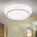 Plafoniera TENA, cu abajur din sticlă opal mat, E27 3x40W otel finisaj crom, 38cm IP44 ORION - imagine 3
