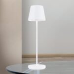 Lampă de masă cu baterie CHANDELLE, 38.6cm LED 2W/150lm/3000K Comutator/buton tactil aluminiu finisaj alb IP54 ORION