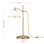 Lampa de masa OLD LAMP reglabil, cu abajur din sticla opal mat, E27 1x40W otel finisaj alama antica, 45-65cm IP20 ORION - imagine 5