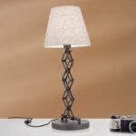 Lampa de masa FACTORY cu abajur textil, E27 1x40W OTEL finisaj  antic, 36-67cm IP20 ORION - imagine 3