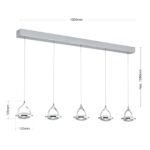 Pendul LED MOON, 150cm, LED 34W/1500lm/3000K, sticla cristalina K9, otel finisaj crom IP20 ORION - imagine 6
