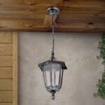 Suspensie pentru exterior HERMINE,  E27 1x60W aluminiu finisaj negru/argintiu, geam fumuriu inaltime 105cm IP40 ORION - imagine 3