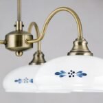 Plafoniera GABI, cu abajur din sticla opal albastru, E27 3x60W otel finisaj alama antica, 38cm IP20 ORION - imagine 4