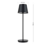 Lampă de masă cu baterie CHANDELLE, 38.6cm LED 2W/150lm/3000K Comutator/buton tactil aluminiu finisaj negru IP54 ORION - imagine 6