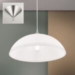 Suspensie SUSAN, cu abajur din sticlă opal mat, E27 1x40W otel finisaj crom satinat, 110cm IP20 ORION - imagine 2