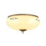 Plafoniera LANDHOUS, cu abajur din sticla crem-sampanie-albastru, E27 2x60W otel finisaj alama antica, 28cm IP20 ORION - imagine 2