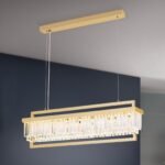 Pendul LED PRISM, dreptunghiulară, 70-160cm, LED 80W/6400lm/3000K prisma din sticla cristalina K9, cadru otel placat cu aur 24KIP20 ORION