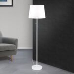 Lampadar LUDWIG, cu abajur de in, E27 1x40W otel finisaj crom alb, 157cm IP20 ORION