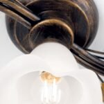 Plafoniera SISI, cu abajur din sticla opal-mat, E14 5x40W otel finisaj antic, 95cm IP20 ORION - imagine 3