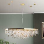 Lampa suspendata din cristal CRYSTALRIVER, H131cm 21xG9/40W sticla cristalina K9, cadru otel finisaj auriu IP20 ORION