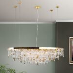 Lampa suspendata din cristal CRYSTALRIVER, H131cm 21xG9/40W sticla cristalina K9, cadru otel finisaj auriu IP20 ORION - imagine 2