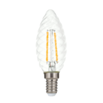 Bec LED Lumânare rasucita transparent, E14, 3W, 2700K, 330Lm  lumină albă caldă ORION