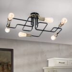 Plafoniera JAILHOUSE, E27 6x40W fara bec, otel finisaj negru patinat, 58cm IP20 ORION - imagine 3