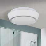 Plafoniera TENA, cu abajur din sticlă opal mat, E27 2x40W otel finisaj crom, 30cm IP44 ORION - imagine 4