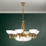 Candelabru ROCCA, cu abajur din sticla opal mat, E27 9x60W otel finisaj bronz, 75x94cm IP20 ORION