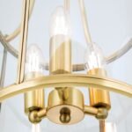 Pendul în formă de felinar BRUNO, cu abajur din sticla clar, E14 3x60W otel finisaj bronz, 38x120cm IP20 ORION - imagine 4