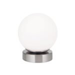 Veioza mica TRICIA cu abajur din sticla rotunda opal mat, LED3W/195lm/3000K otel finisaj crom satinat, 14cm IP20 ORION - imagine 2