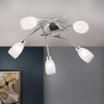 Plafoniera CARLA, cu abajur din sticlă cu model decorativ perforat, G9 5x40W otel finisaj crom, 60cm IP20 ORION