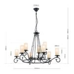 Candelabru RUSTICKA, cu abajur din sticla opal-mat, E14 9x40W otel finisaj antic, 182cm IP20 ORION - imagine 6