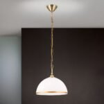 Pendul OLD LAMP, cu abajur din sticla opal mat, E27 1x40W otel finisaj alama antica, 60-140cm IP20 ORION