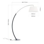 Lampadar PHILIPP,inaltime reglabila cu abajur de in, E27 1x60W otel finisaj crom - negrut, 162-192cm IP20 ORION - imagine 6