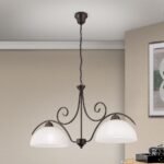 Suspensie RULA, cu abajur din sticla opal mat, E27 2x60W otel finisaj antic, 39x89cm IP20 ORION