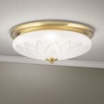 Plafoniera PORTO, cu abajur din sticlă satinată cu tăietură diamantată, E27 2x40W otel finisaj bronz, 37cm IP20 ORION