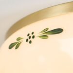 Plafoniera LANDHOUS, cu abajur din sticla crem-sampanie-verde, E27 3x60W otel finisaj alama periata, 35cm IP20 ORION - imagine 3
