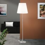 Lampadar KARA, cu abajur de in, E27 1x60W aluminiu finisaj crom satinat, 165cm IP20 ORION - imagine 3