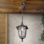 Suspensie pentru exterior HERMINE,  E27 1x60W aluminiu finisaj negru/argintiu, geam fumuriu inaltime 105cm IP40 ORION
