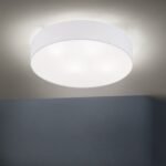 Plafoniera UFO cu abajur de in, E27 4x40W, otel finisaj alb, 50cm IP20 ORION