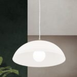 Suspensie SUSAN, cu abajur din sticlă opal mat, E27 1x40W otel finisaj alama antica, 110cm IP20 ORION