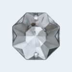 Pandantiv Candelabru cristal, octogon de sticla presata half-cut, 30mm, 2 orificii, transparent ORION