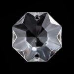 Pandantiv Candelabru cristal, octogon de sticla presata half-cut, 20mm, 2 orificii, transparent ORION - imagine 2