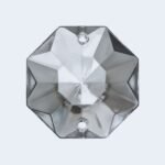 Pandantiv Candelabru cristal, octogon de sticla presata half-cut, 22mm, 2 orificii, transparent ORION