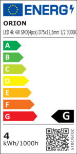 Placă cu circuit imprimat 4k 4W SMD (4 bucăți) 75x12mm pas cerc 3000K 300Lm ORION - imagine 2
