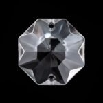 Pandantiv Candelabru cristal, octogon de sticla presata half-cut, 26mm, 2 orificii, transparent ORION - imagine 2