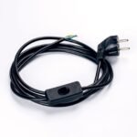 Cablu de alimentare 3x0.75mm cu comutator intermediar, Lungime 310cm (310/90cm), Schuko, finisaj negru ORION - imagine 2
