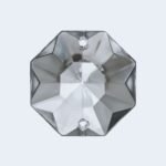 Pandantiv Candelabru cristal, octogon de sticla presata half-cut, 24mm, 2 orificii, transparent ORION