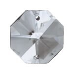 Pandantiv Candelabru cristal, octogon de sticla, 24mm, 2 orificii, transparent ORION