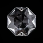 Pandantiv Candelabru cristal, octogon de sticla presata half-cut, 36mm, 2 orificii, transparent ORION - imagine 2