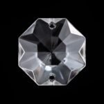 Pandantiv Candelabru cristal, octogon de sticla presata half-cut, 14mm, 2 orificii, transparent ORION - imagine 2