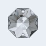 Pandantiv Candelabru cristal, octogon de sticla presata half-cut, 28mm, 2 orificii, transparent ORION