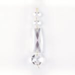 Lant candelabru cristal, 1 piatra oblica și 4 octogoane din sticla presata half cut, transparenta, 150mm ORION