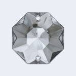 Pandantiv Candelabru cristal, octogon de sticla presata half-cut, 34mm, 2 orificii, transparent ORION