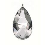 Pandantiv Candelabru cristal migdal sticla cristalinizata cu clip cromat, transparent 63x38mm ORION